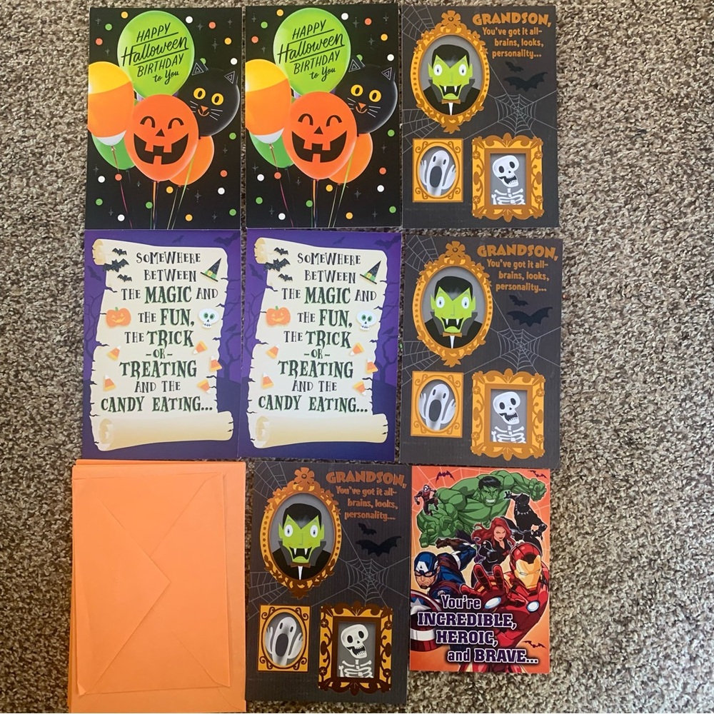 8 Hallmark Happy Halloween Birthday & Greeting Cards Grandson The Avengers Boys